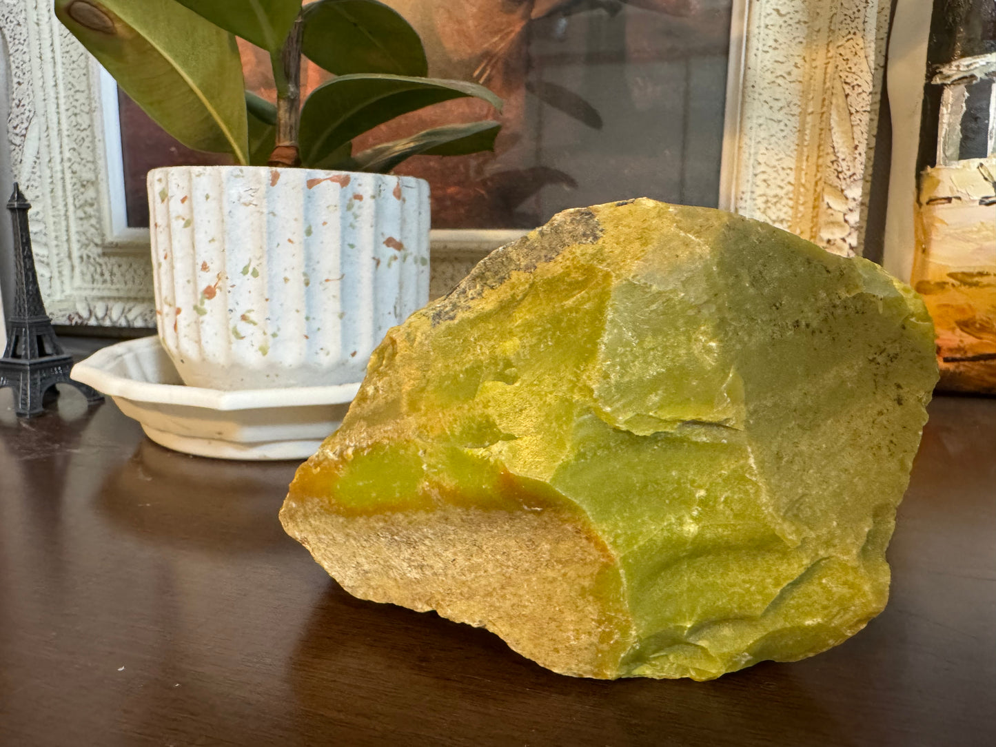 深呼吸するグリーン:オリーブオパール原石|半研磨風/風化皮少なめ(約1.4kg)